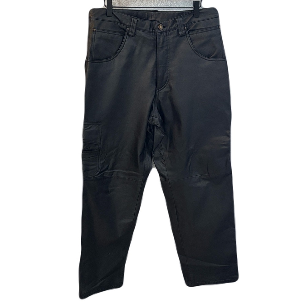 Wilsons Leather M. Julian Collab 32 Leather Wide Leg Cargo Pocket Pants Black